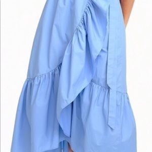 J. Crew Sky Blue Cotton Wrap Skirt